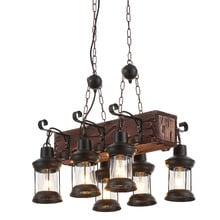 Debra Pine Wood 6-Light Pendant Light